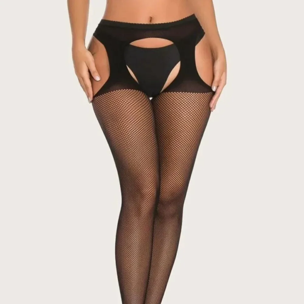 NWT Sexy fishnet suspender stockings - Picture 1 of 9